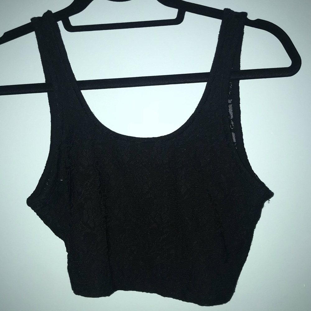 Black lace crop top